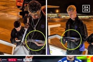 潜在对手！亚马尔、奥尔莫旅途中关注皇家社会vs毕尔巴鄂竞技